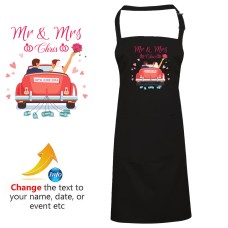 Mr & Mrs Custom Name Marriage Date Wedding Couple Car Just Married Adult Unisex Apron
